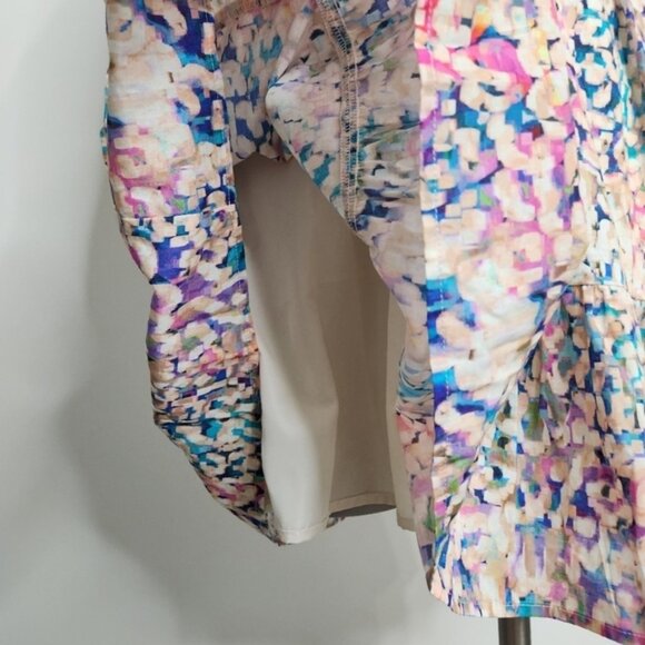 SHOL Los Angeles Abstract Print 3/4 Sleeve Tiered Mini Dress Size 4 BNWT - Picture 12 of 16